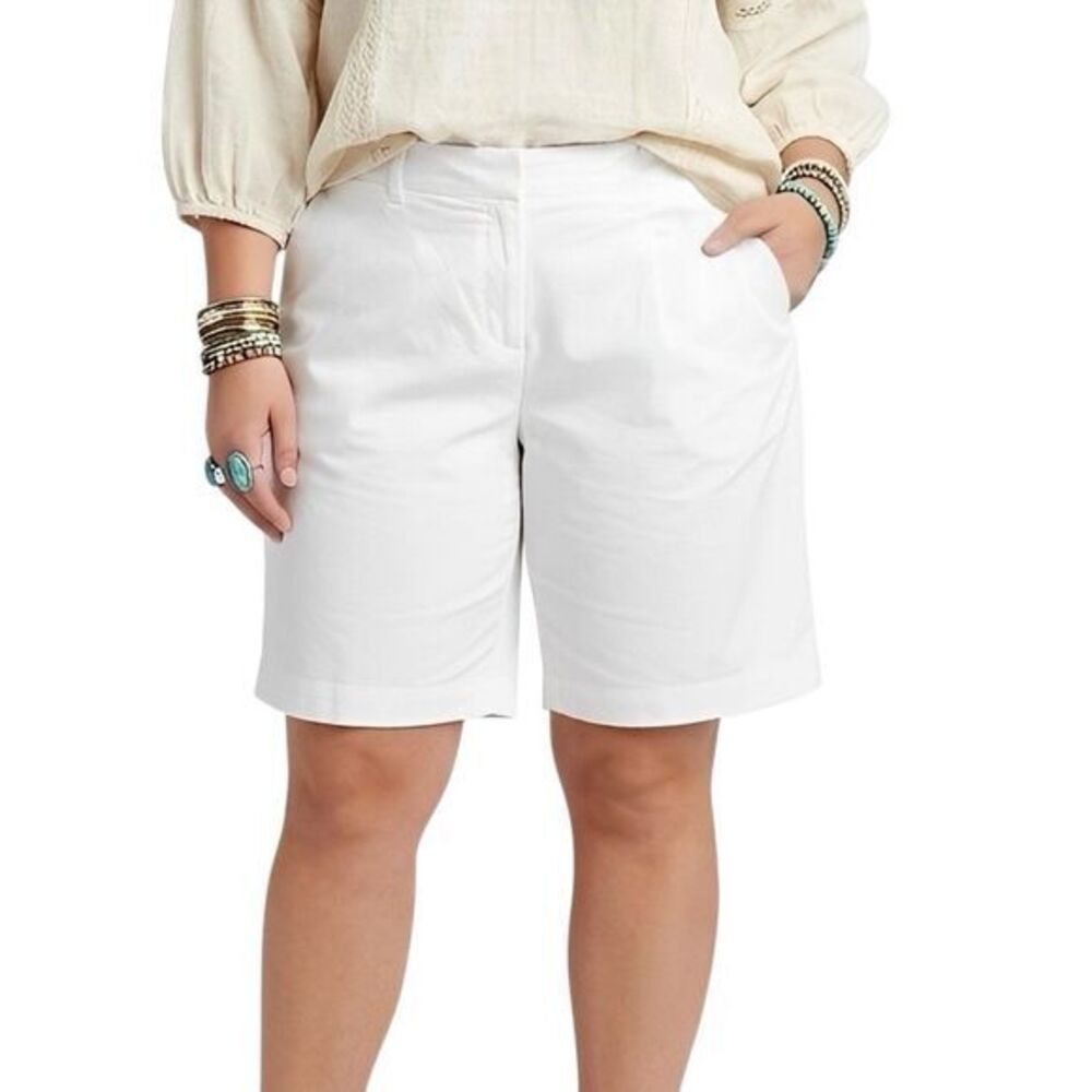 Liz Claiborne New York Jackie Bermuda Shorts Womens Plus Sz 24W White Casual